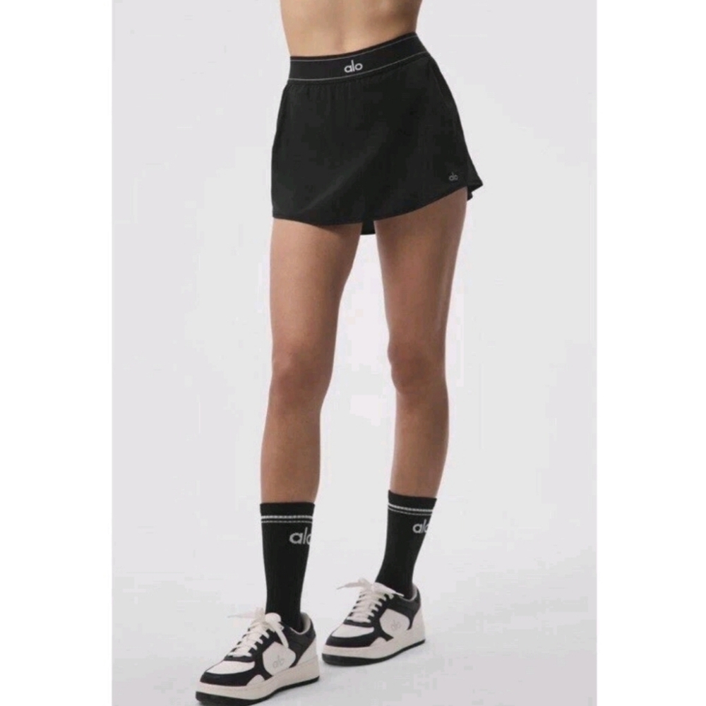 ALO Yoga Match Point Tennis Skirt Black - Picture 3 of 14
